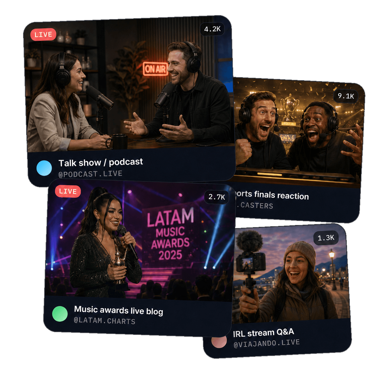 Create a Live Room for every type of stream.